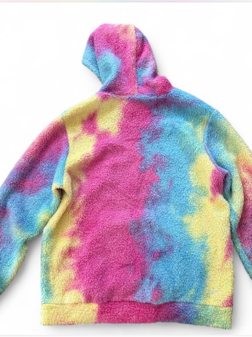 Barbie Tie-Dye Sherpa Hoodie in Pink, Blue & Yellow - Picture 4 of 4
